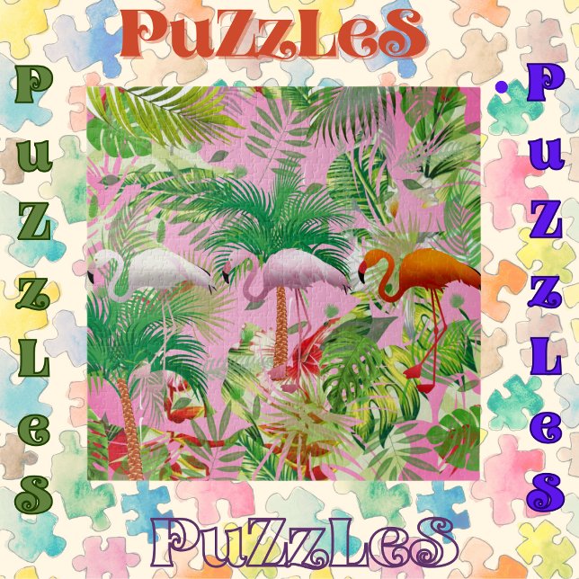 Flamingos in tropischer Szene Puzzle (Von Creator hochgeladen)