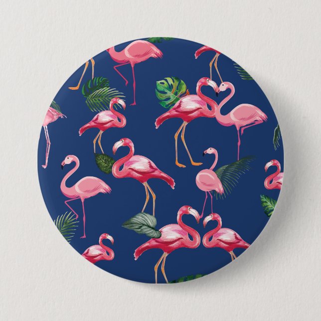 Flamingos Liebe Muster 2 Button (Vorderseite)