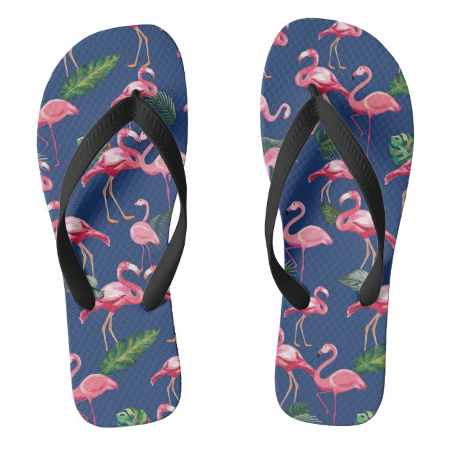 Flamingos Liebe Muster 2 Flip Flops (Fußbett)