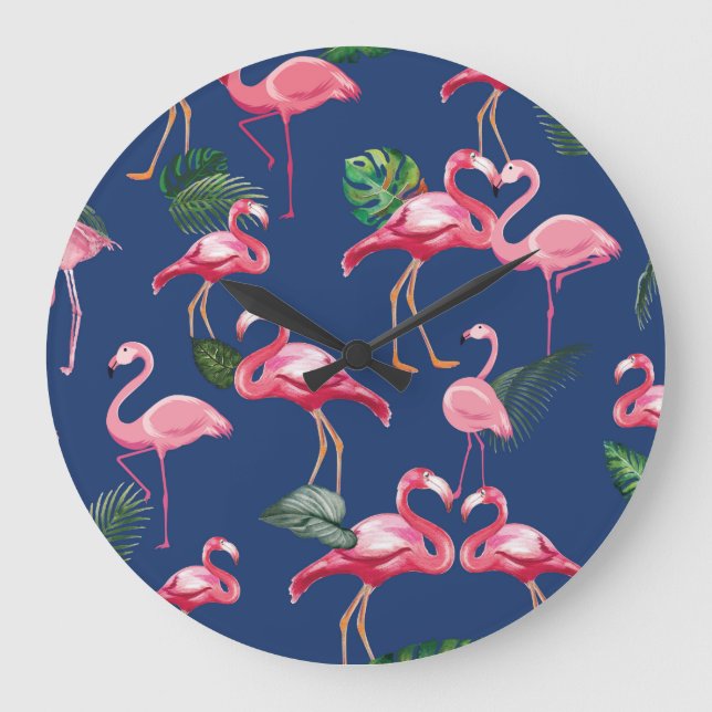 Flamingos Liebe Muster 2 Große Wanduhr (Vorderseite)