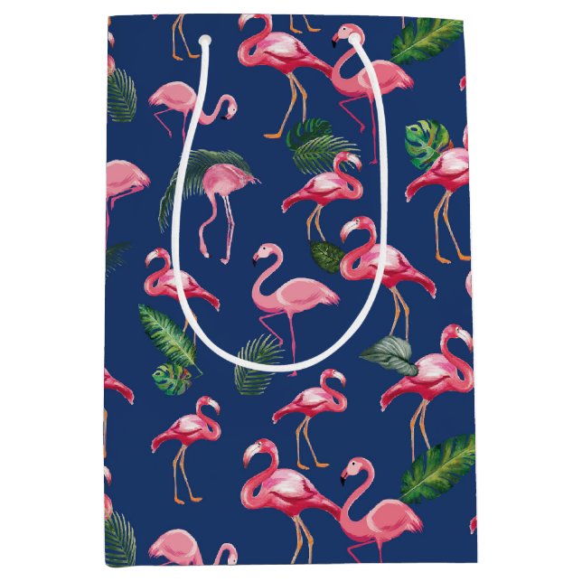 Flamingos Liebe Muster 2 Mittlere Geschenktüte (Vorderseite)