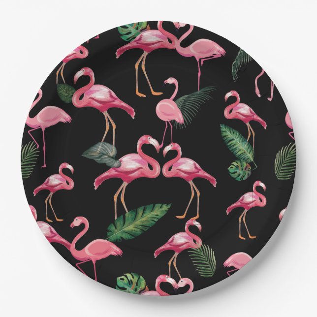 Flamingos Liebe Muster 4 Pappteller (Vorderseite)
