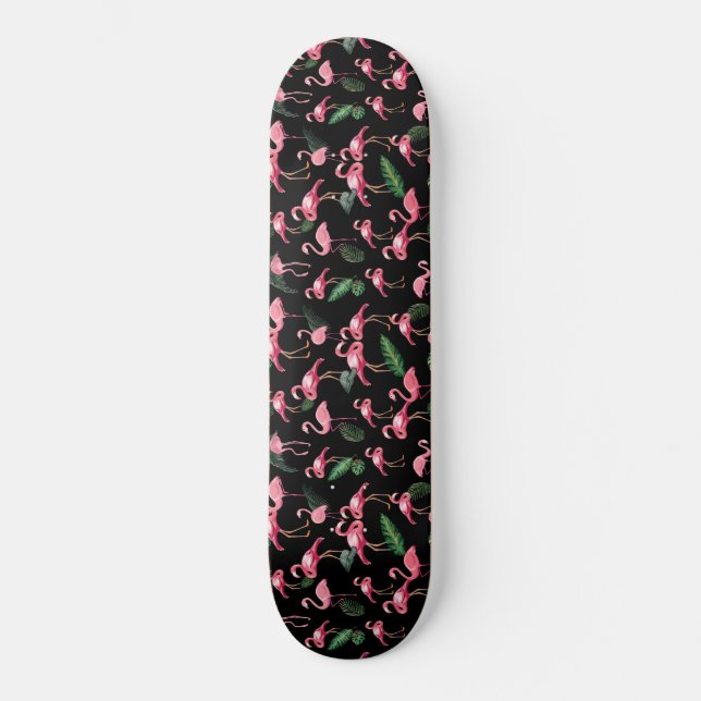 Flamingos Liebe Muster 4 Skateboard (Vorderseite)