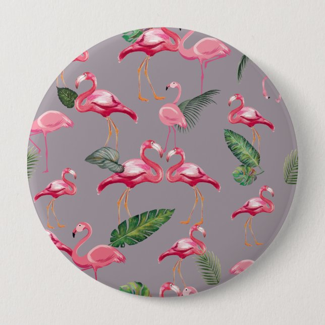 Flamingos Liebe Pattern 6 Button (Vorderseite)