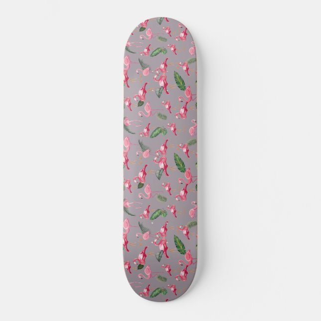 Flamingos Liebe Pattern 6 Skateboard (Vorderseite)