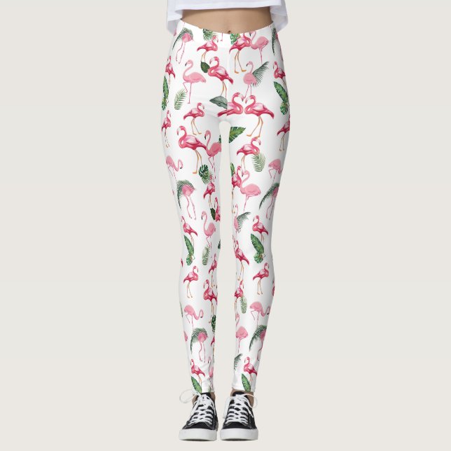 Flamingos Liebe Pattern Leggings (Vorderseite)