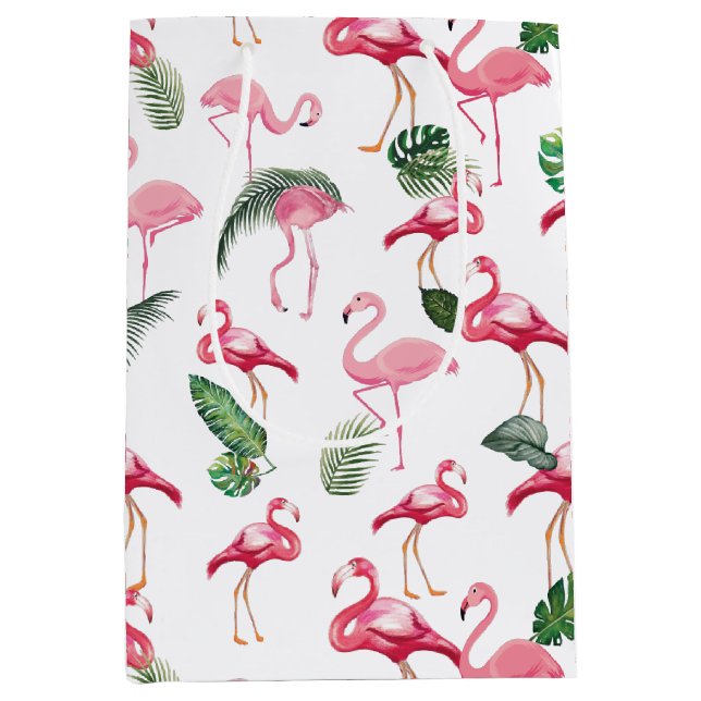 Flamingos Liebe Pattern Mittlere Geschenktüte (Vorderseite)