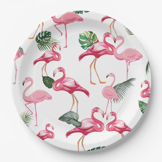 Flamingos Liebe Pattern Pappteller (Vorderseite)