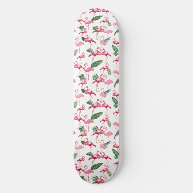 Flamingos Liebe Pattern Skateboard (Vorderseite)