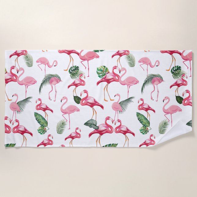Flamingos Liebe Pattern Strandtuch (Vorderseite)