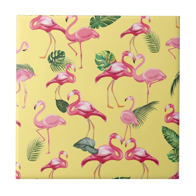 Flamingos lieben Muster 3 Fliese (Vorderseite)