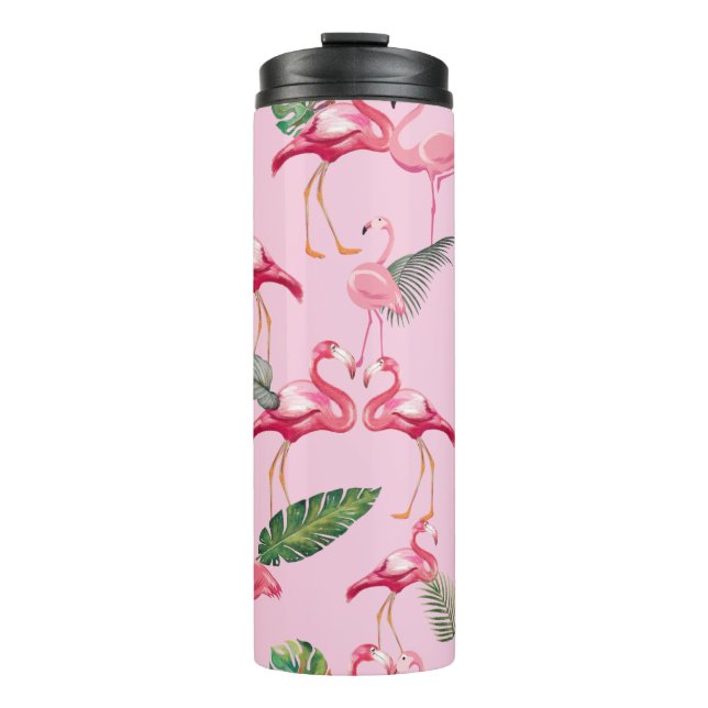 Flamingos lieben Muster 5 Thermosbecher (Vorderseite)