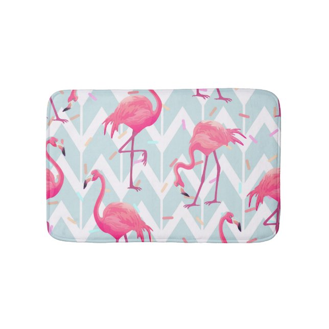 Flamingos Light Gray: Vintag tropisch. Badematte (Vorderseite)