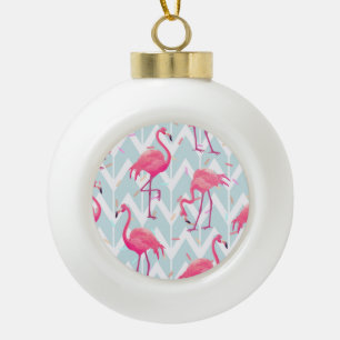 Flamingos Light Gray: Vintag tropisch. Keramik Kugel-Ornament