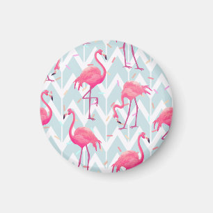 Flamingos Light Gray: Vintag tropisch. Magnet