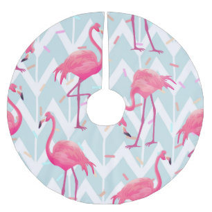 Flamingos Light Gray: Vintag tropisch. Polyester Weihnachtsbaumdecke
