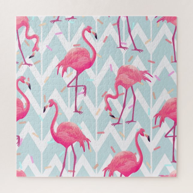 Flamingos Light Gray: Vintag tropisch. Puzzle (Vertikal)