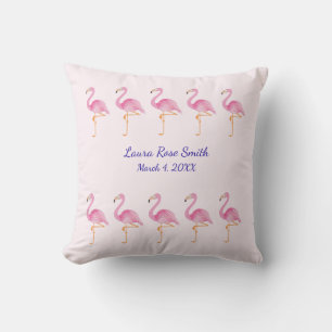 Flamingos, mit Monogramm Neugeborenes Kissen
