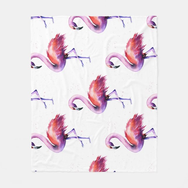 Flamingos mit Splash: Aquarellmuster. Fleecedecke (Vorderseite)