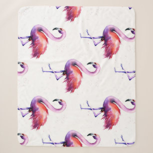 Flamingos mit Splash: Aquarellmuster. Sherpadecke