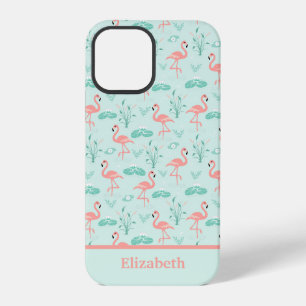 Flamingos Monogramm Tropicaler Vogel Rosa Grüner T iPhone 12 Pro Hülle