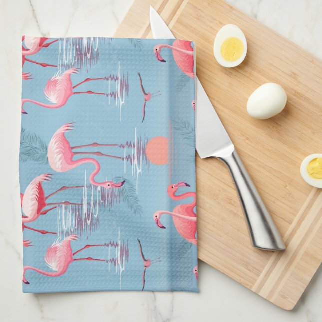 Flamingos Muster 1 Geschirrtuch (Viertel Falte)