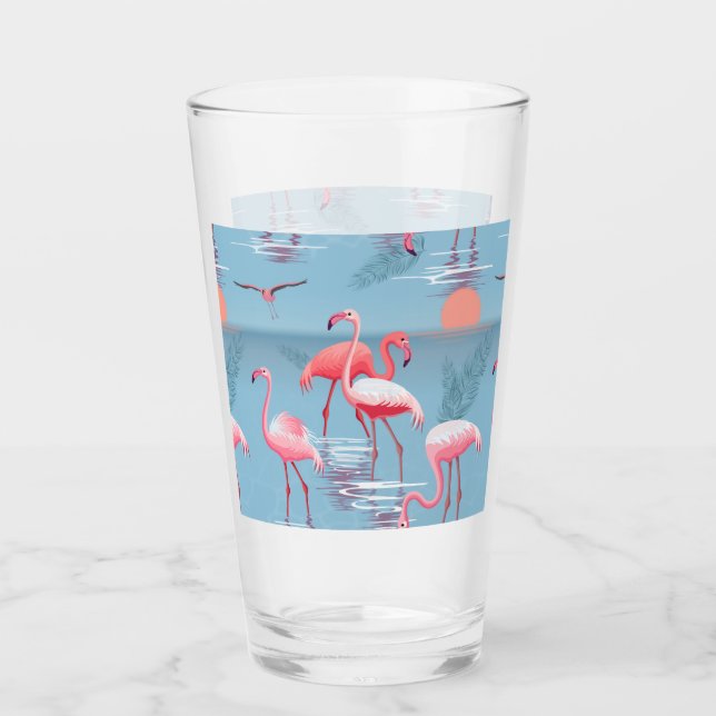 Flamingos Muster 1 Glas (Vorderseite)