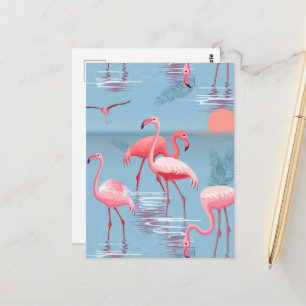 Flamingos Muster 1 Postkarte