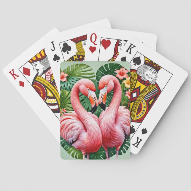 Flamingos Nacken rosa Herz Klassische Spielkarten (Rückseite)