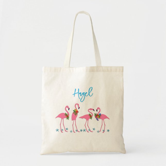 Flamingos Name Template Bridesmaid Geschenk Tragetasche (Vorne)