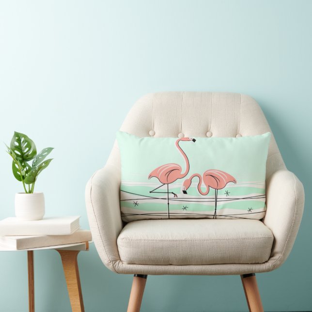 Flamingos Pair Aqua lumbar Lendenkissen (Stuhl )