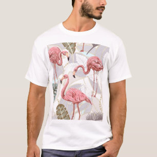 Flamingos, Palmwedel: Vintage-Muster. T-Shirt