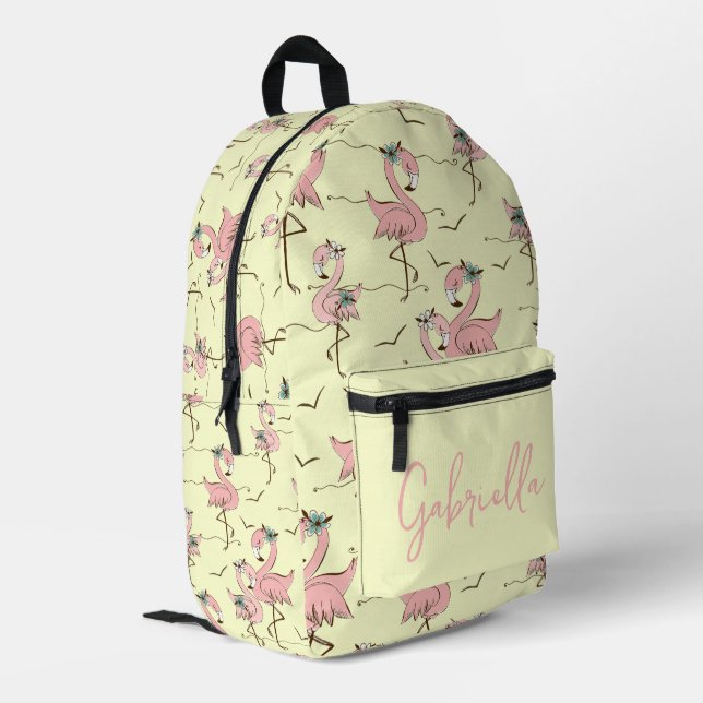 Flamingos Personalisiert Bedruckter Rucksack (Rückseitige Ecke links)
