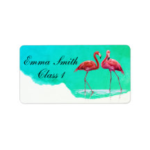 Flamingos Personalisiert School Label