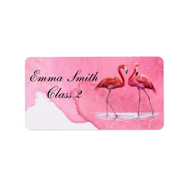 Flamingos Personalisiert School Label Adressaufkleber (Vorne)