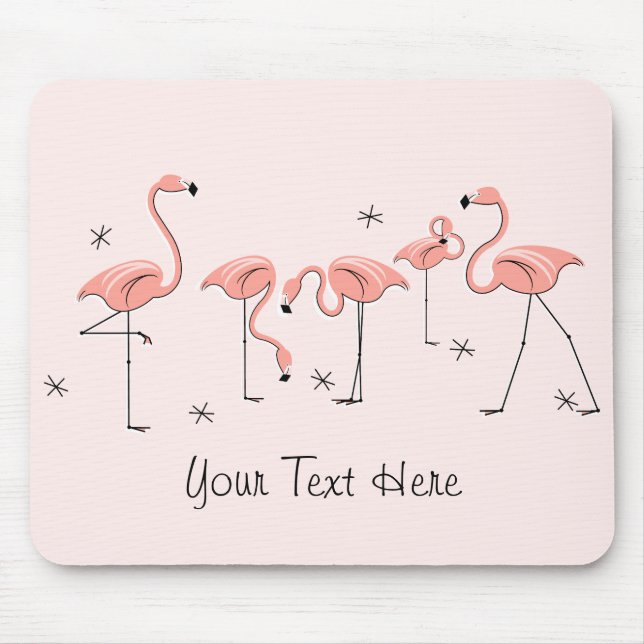 Flamingos Pink Group "Text" Mousepad (Vorne)