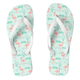 Flamingos Pink Grüne tropische Vögel Trendy Flip Flops