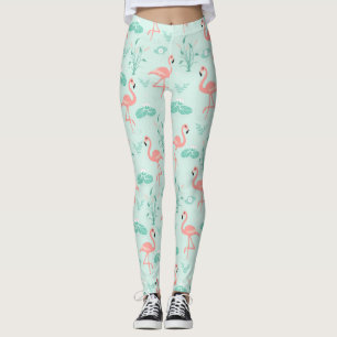 Flamingos Pink Grüne tropische Vögel Trendy Leggings