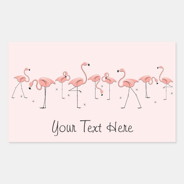 Flamingos Pink Line Aufkleber Rechteck (Vorderseite)