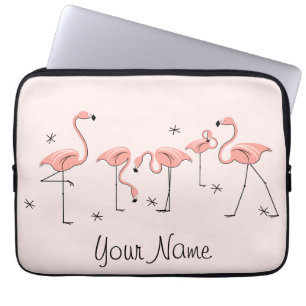 Flamingos Pink Line Name Notebook-Hülle Laptopschutzhülle