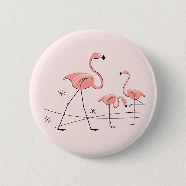 Flamingos Pink Trio 2 Button (Vorderseite)