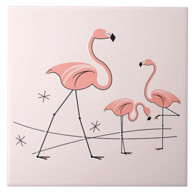 Flamingos Pink Trio 2 Fliese (Vorderseite)