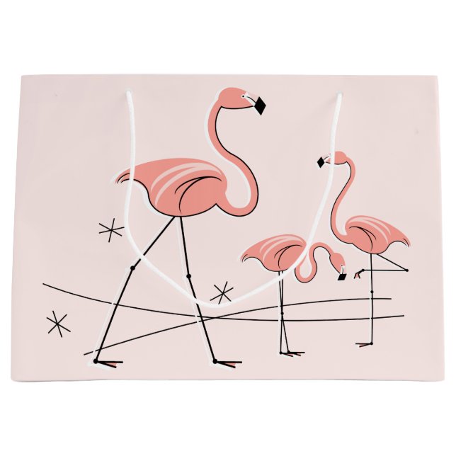 Flamingos Pink Trio 2 Geschenktasche groß Große Geschenktüte (Vorderseite)