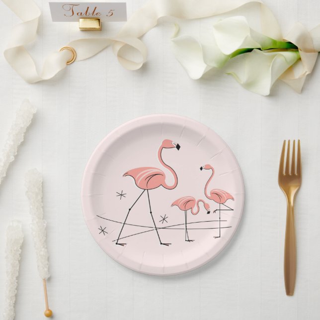 Flamingos Pink Trio 2 Papierplatte Pappteller (Hochzeit)
