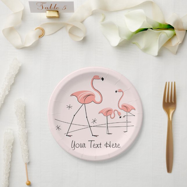 Flamingos Pink Trio 2 Papierplatte Pappteller (Hochzeit)