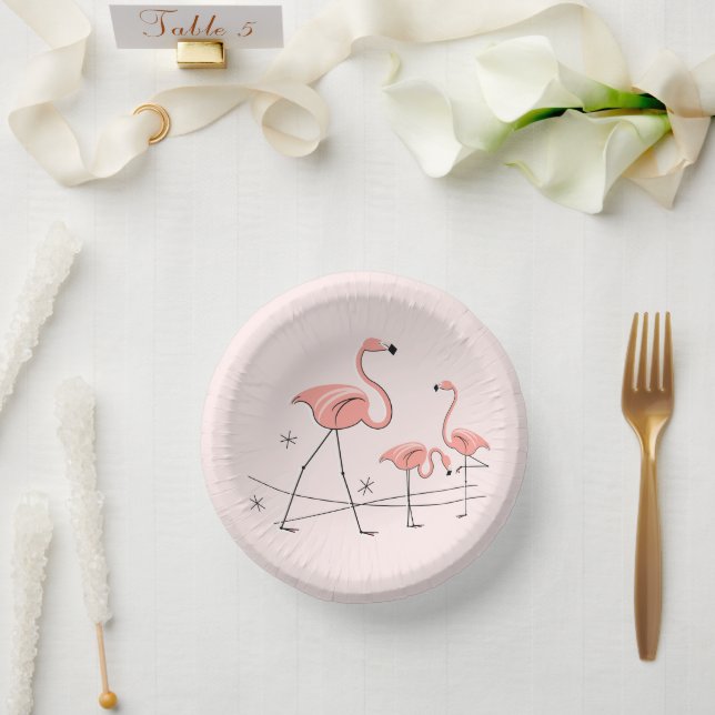 Flamingos Pink Trio 2 Pappteller (Hochzeit)