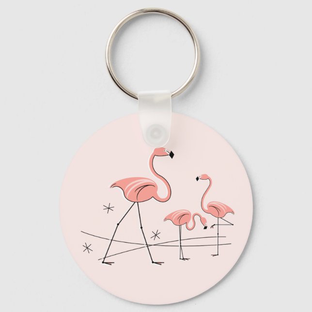 Flamingos Pink Trio 2 Schlüsselkette Schlüsselanhänger (Vorderseite)