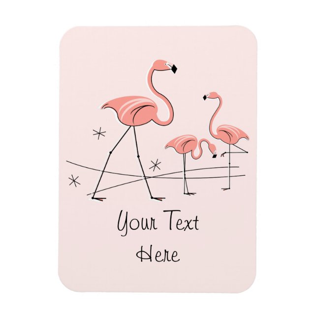 Flamingos Pink Trio 2 Text Magnet flexibel (Vertikal)