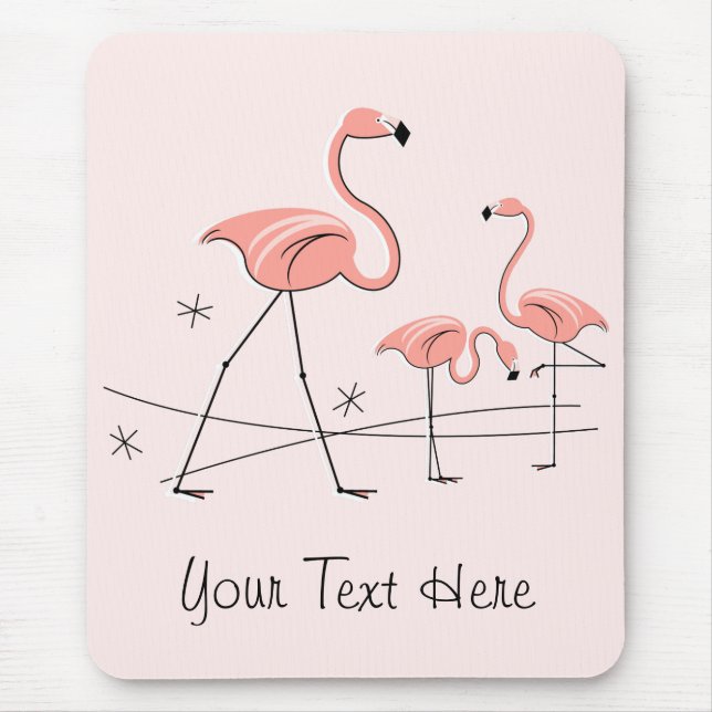 Flamingos Pink Trio 2 "Text" Mousepad (Vorne)