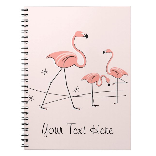 Flamingos Pink Trio 2 Text Notebook Notizblock (Vorderseite)